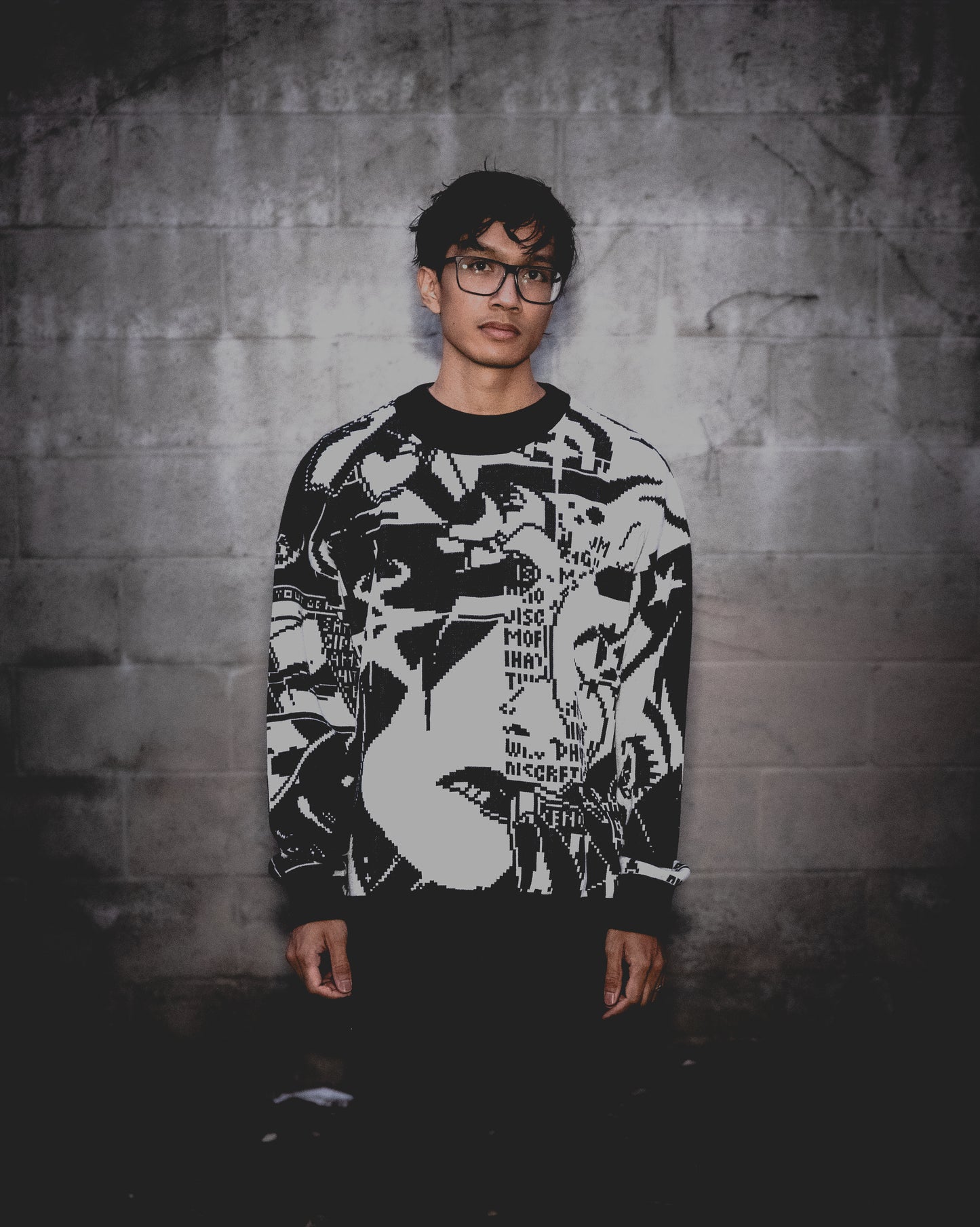 I Contain Flashing Images Longsleeve Knit Shirt